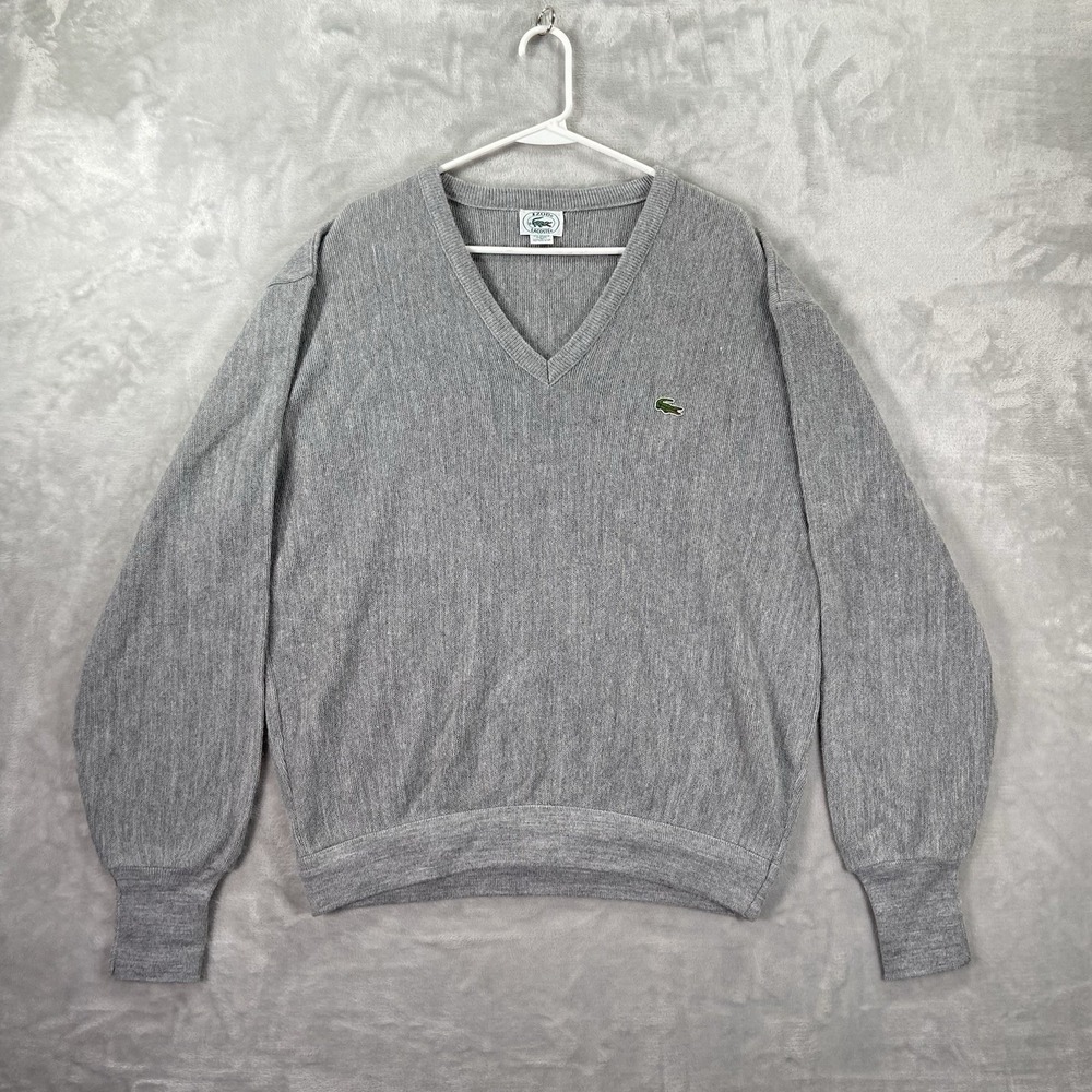 Vintage Izod Lacoste Sweater Mens XL Knit Pullover V-Neck 100% Acrylic USA Made